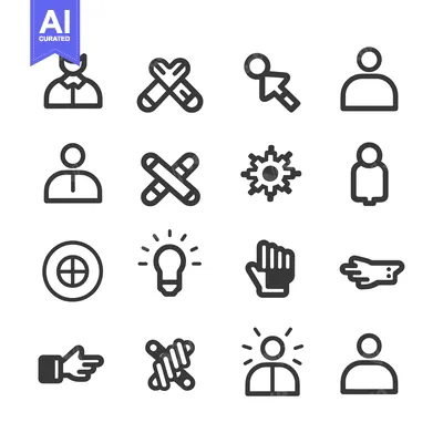 A Collection of 16 Simple Line Icons Representing Various Concepts