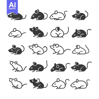 A Collection of 16 Simple Mouse Illustrations in Black and White