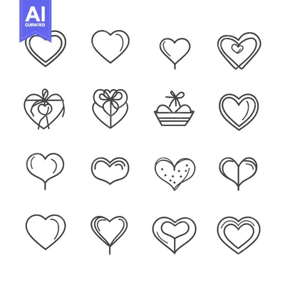 Popular premium asset: A Collection of 16 Unique Heart Line Art Icons
