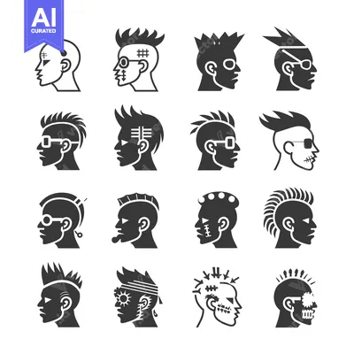 Aset premium populer: A Collection of 16 Unique Punk Rock Hairstyle Icons