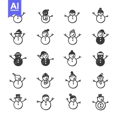 Aset premium populer: A Collection of 16 Unique Snowman Illustrations