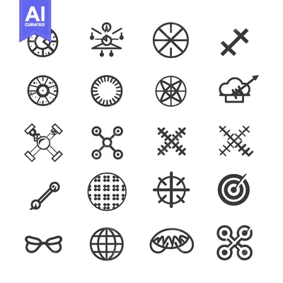 Aset premium populer: A Collection of 18 Abstract Geometric Line Art Icons