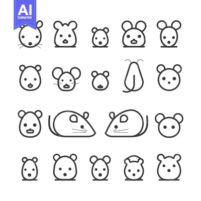 Aset premium populer: A collection of 18 black and white mouse icons with varying styles and
