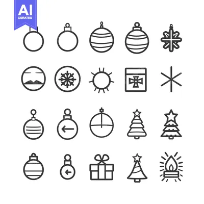 Aset desain premium: A Collection of 18 Christmas-Themed Line Icons