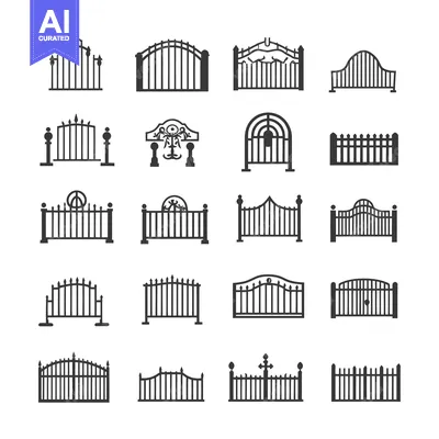Aset premium populer: A Collection of 18 Different Gate Designs in Black and White