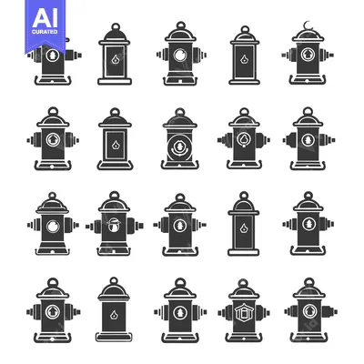 Premium design asset: A Collection of 18 Fire Hydrant Icons in Black and White