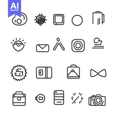 A Collection of 18 Outline Icons for Various Applications