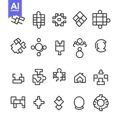 Aset desain premium: A collection of 20 abstract geometric icons and symbols