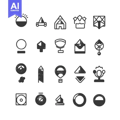 Aset premium populer: A Collection Of 20 Abstract Geometric Shapes With A Black And White Co
