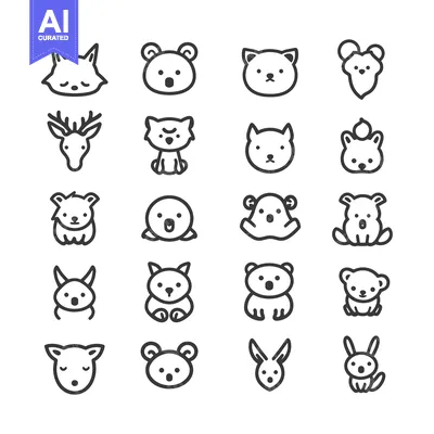 A Collection of 20 Adorable Animal Icon Illustrations