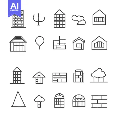 A Collection of 20 Architectural Line Icons