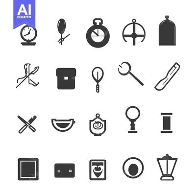Aset desain premium: A Collection of 20 Black and White Icons