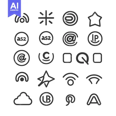 Aset desain premium: A Collection of 20 Black and White Outline Icons