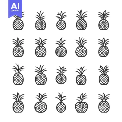 Aset premium populer: A Collection of 20 Black and White Pineapple Icons