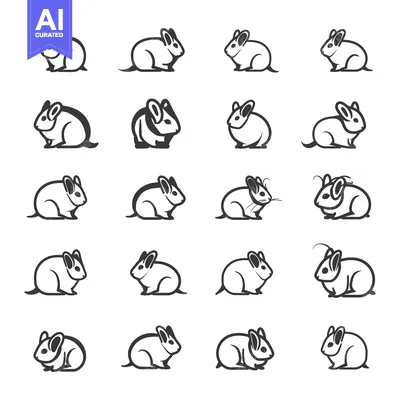 Popular premium asset: A Collection of 20 Black and White Rabbit Illustrations