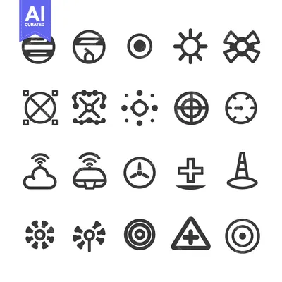 Aset premium populer: A collection of 20 circular and radial abstract icons