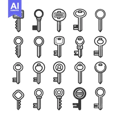 Aset premium populer: A Collection of 20 Different Key Icons