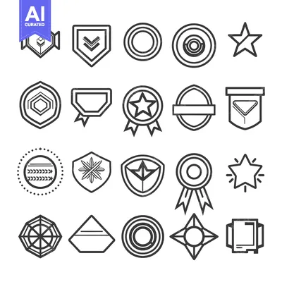 Premium design asset: A Collection of 20 Geometric Badge and Emblem Line Icons
