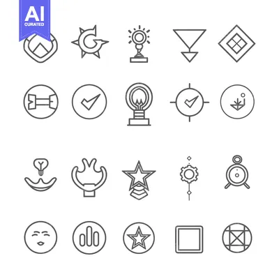Popular premium asset: A Collection Of 20 Linear Icons Depicting Abstract Symbols And Simple