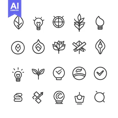 A Collection of 20 Line Art Icons Depicting Various Concepts