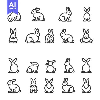 Popular premium asset: A Collection of 20 Line Art Rabbit Icons in Various Poses