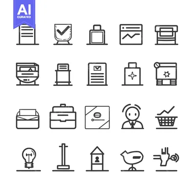 A Collection of 20 Line Drawings Representing Various Objects and Conc