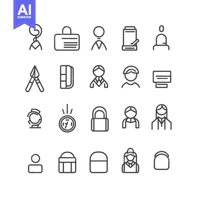 Premium design asset: A Collection of 20 Line Icons Depicting Various Objects and People
