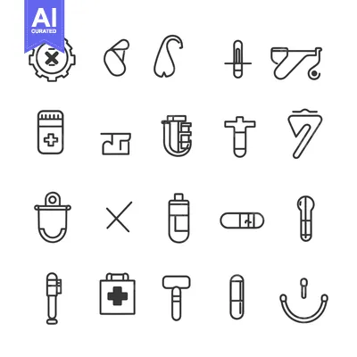 A Collection of 20 Line Icons Related to Medical and Healthcare