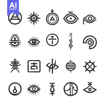 Aset desain premium: A Collection of 20 Mystical and Abstract Symbols