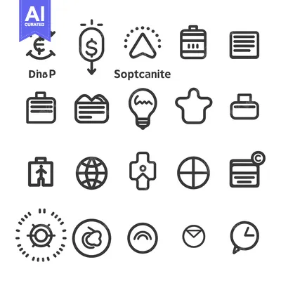 A Collection of 20 Simple Black and White Line Icons