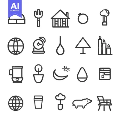 A Collection of 20 Simple Black Line Icons
