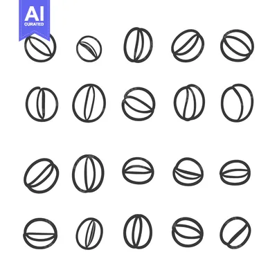 Aset desain premium: A Collection of 20 Simple Line Drawings of Coffee Beans