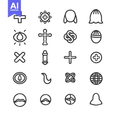 A Collection of 20 Simple Line Icons Depicting Symbols and Objects