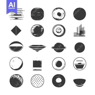Aset premium populer: A Collection of 20 Unique Black and White Geometric Shapes and Designs