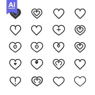 A Collection of 20 Unique Heart Icons with Different Designs