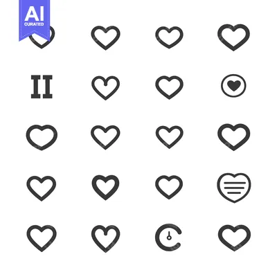 A Collection of 20 Variations of Heart Icons