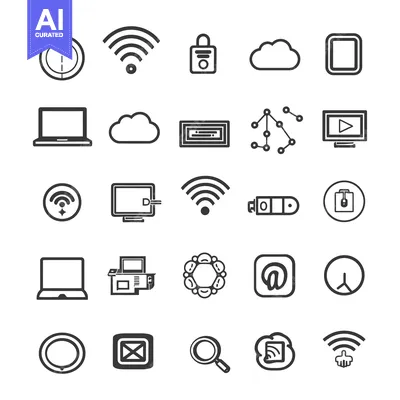 Premium design asset: A Collection of 24 Black and White Technology Icons