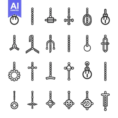 Aset desain premium: A Collection of 24 Unique Chain and Pendant Designs