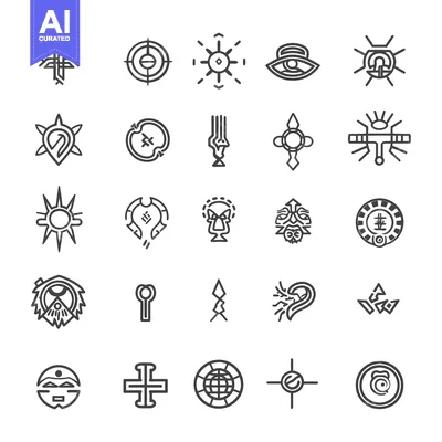 Aset premium populer: A Collection of 25 Abstract Geometric Line Art Icons