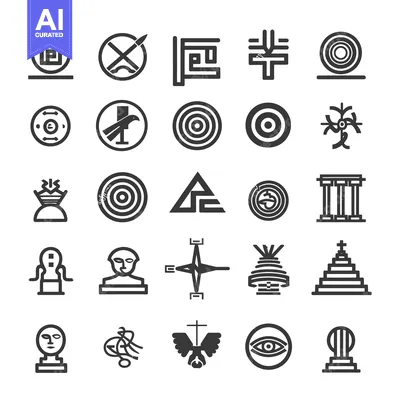 Aset desain premium: A Collection of 25 Ancient Egyptian and Greek Symbols