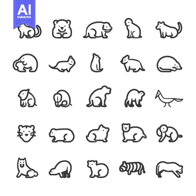 Aset premium populer: A Collection of 25 Animal Line Drawings