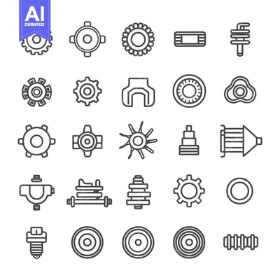 Aset desain premium: A Collection of 25 Automotive Part Line Icons
