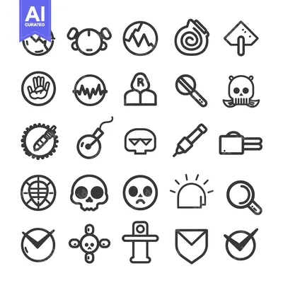 Popular premium asset: A Collection of 25 Black and White Outline Icons