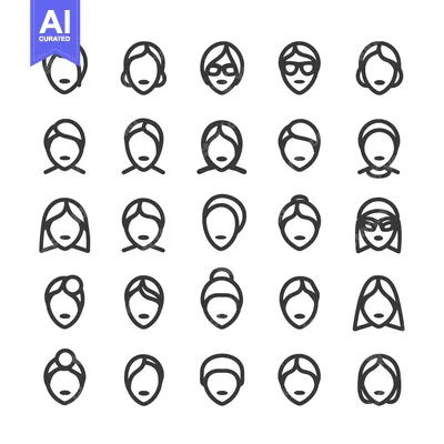 Premium design asset: A Collection of 25 Diverse Female Line Icons