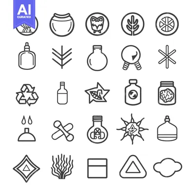 Aset premium populer: A Collection of 25 Diverse Icons Depicting Various Objects and Symbols