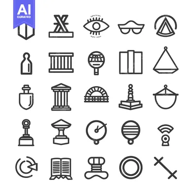 Premium design asset: A Collection of 25 Diverse Line Icons in Black and White