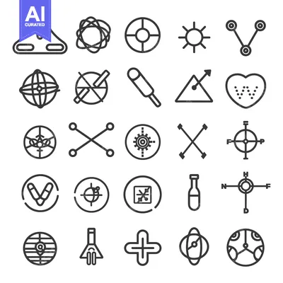 Premium design asset: A Collection of 25 Geometric Shapes and Symbols in Line Art Style