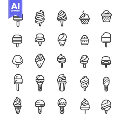 Aset premium populer: A Collection of 25 Ice Cream and Frozen Treat Icons