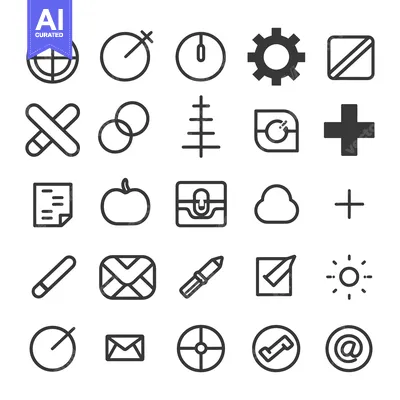 Aset premium populer: A Collection of 25 Line Icons Featuring Various Symbols and Objects