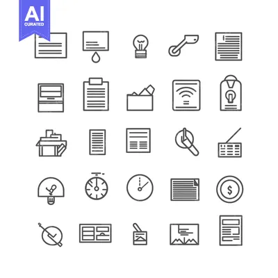 A Collection of 25 Line Icons Representing Business and Office Concept